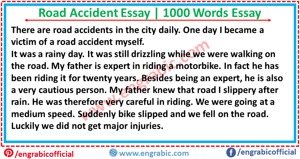 road accident 150 words essay