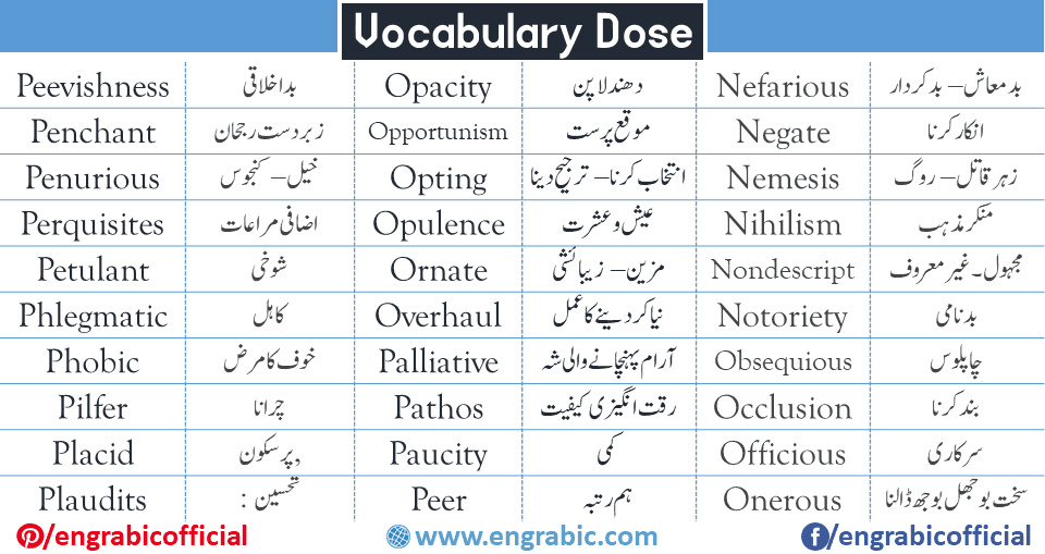 SOLUTION: Vocabulary words with urdu meaning - Studypool