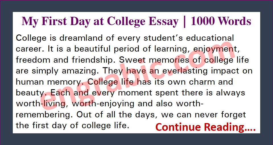my first day at college essay 150 words in english