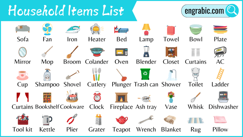 From kitchen equipment to home appliances, these daily household items are essential for various tasks like cleaning, cooking, and organizing.
